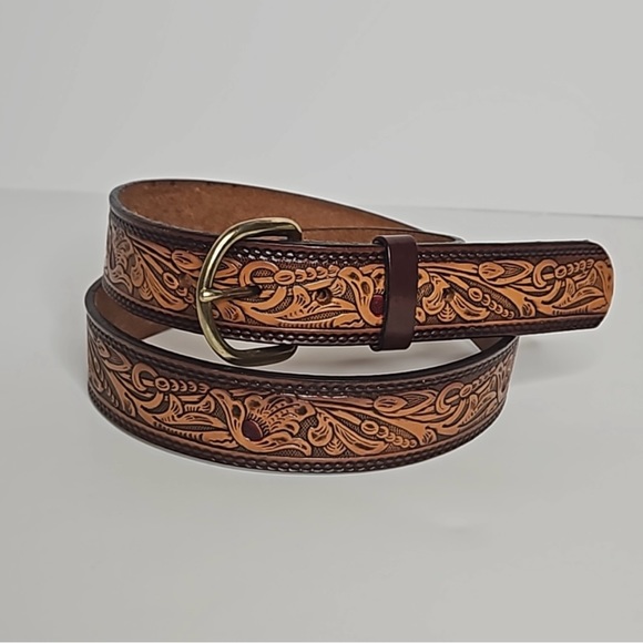Handcrafted Men's Leather Belt Size 40 - Picture 2 of 4
